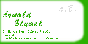 arnold blumel business card